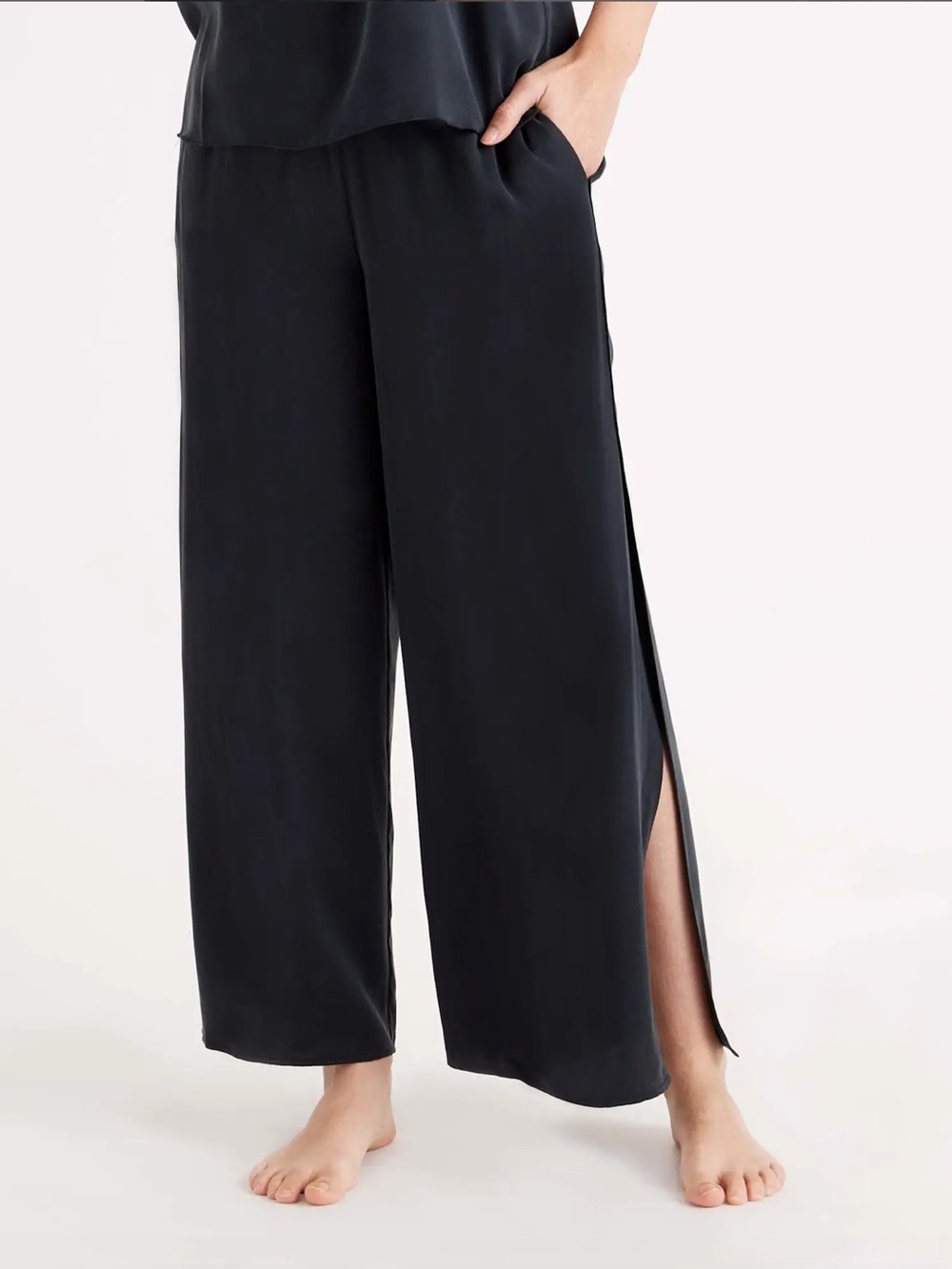 Quince Black Washable Silk Pajama Pants Size Small